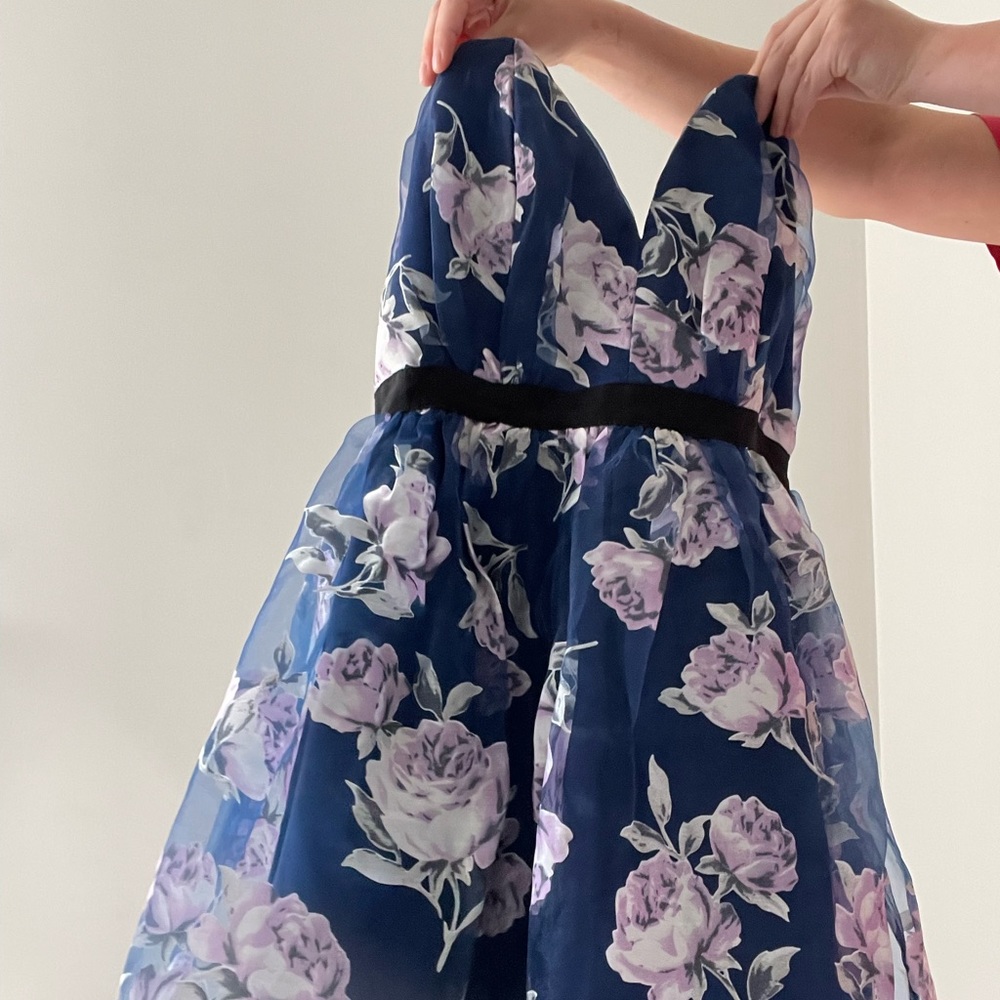 Tobi Blue Floral Strapless Dress- worn once